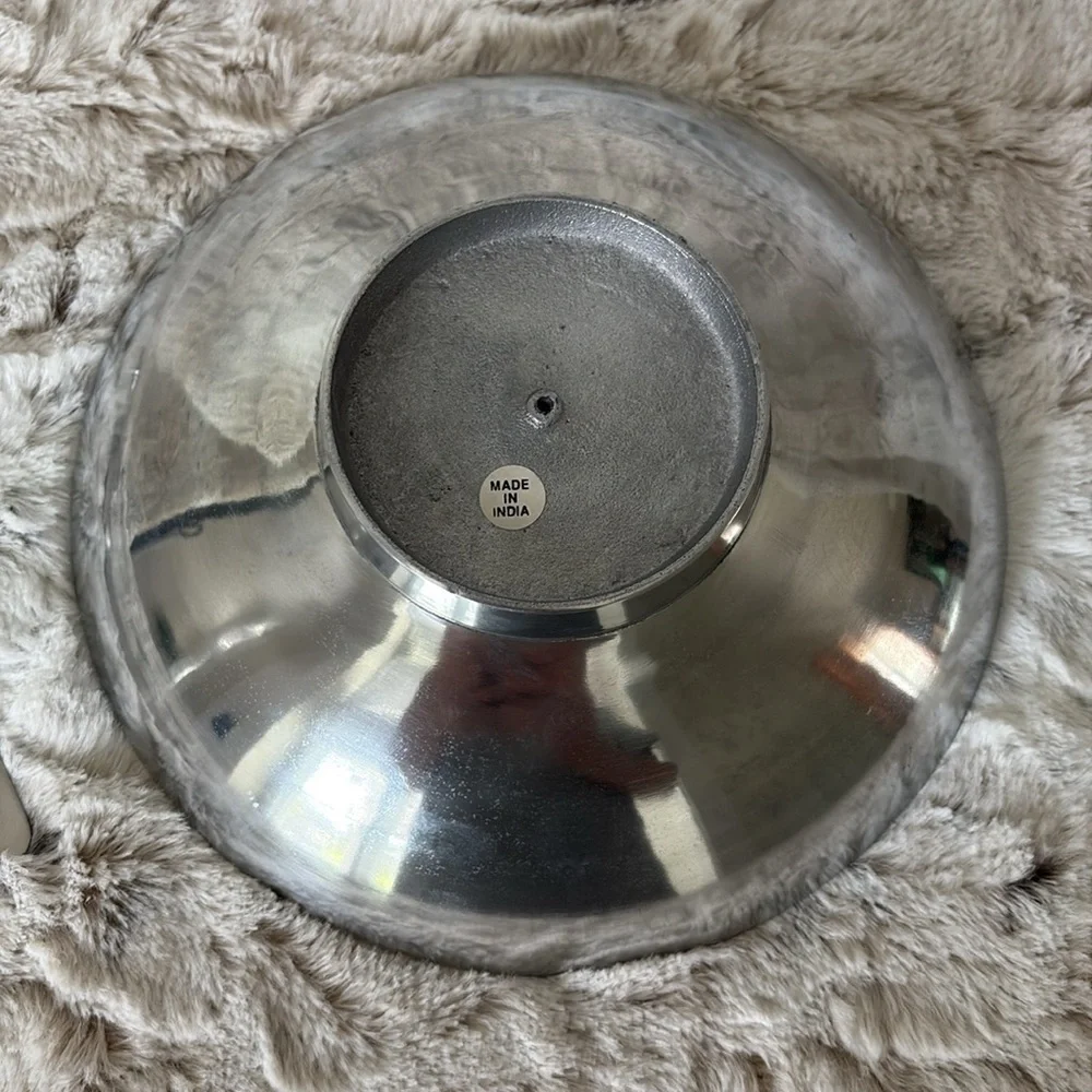 Palm Tree Engraved Silver Bowl Set With Two Spreaders